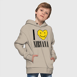 Толстовка оверсайз детская I love Nirvana, цвет: миндальный — фото 2