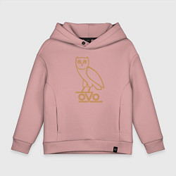 Толстовка оверсайз детская OVO Owl, цвет: пыльно-розовый