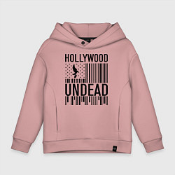 Толстовка оверсайз детская Hollywood Undead: flag, цвет: пыльно-розовый