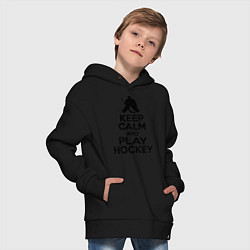 Толстовка оверсайз детская Keep Calm & Play Hockey, цвет: черный — фото 2