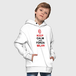 Толстовка оверсайз детская Keep Calm & Forza Milan, цвет: белый — фото 2