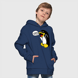 Толстовка оверсайз детская Пингвин: Linux, цвет: тёмно-синий — фото 2