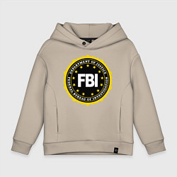 Толстовка оверсайз детская FBI Departament, цвет: миндальный