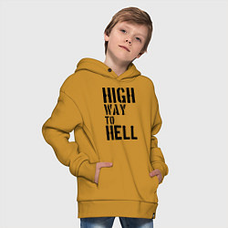 Толстовка оверсайз детская High way to hell, цвет: горчичный — фото 2