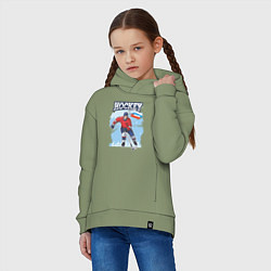 Толстовка оверсайз детская Хоккей Russia, цвет: авокадо — фото 2