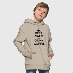 Толстовка оверсайз детская Keep Calm & Drink Coffee, цвет: миндальный — фото 2