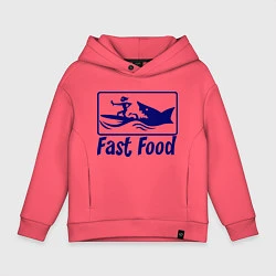 Толстовка оверсайз детская Shark fast food, цвет: коралловый