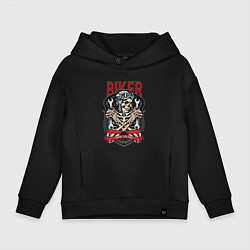 Толстовка оверсайз детская Cool biker Skull, цвет: черный