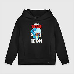 Толстовка оверсайз детская BRAWL STARS LEON SHARK, цвет: черный