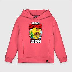 Толстовка оверсайз детская BRAWL STARS LEON, цвет: коралловый