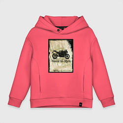 Толстовка оверсайз детская Born to Ride, цвет: коралловый
