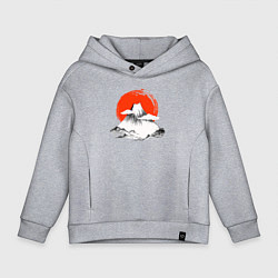 Толстовка оверсайз детская Гора Фудзияма, цвет: меланж