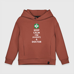 Толстовка оверсайз детская Keep calm I??m a doctor, цвет: кирпичный