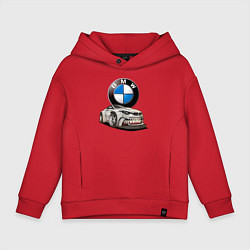 Толстовка оверсайз детская BMW оскал, цвет: красный