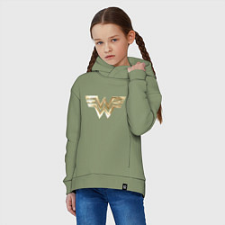 Толстовка оверсайз детская Wonder Woman logo, цвет: авокадо — фото 2