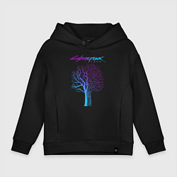 Толстовка оверсайз детская ДЕРЕВО CYBERPUNK 2077, цвет: черный