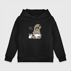 Толстовка оверсайз детская Тоторо, цвет: черный