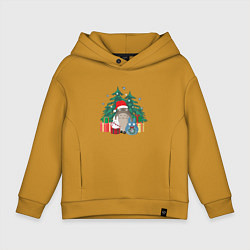 Толстовка оверсайз детская New Year Totoro, цвет: горчичный
