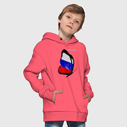 Толстовка оверсайз детская Россия, цвет: коралловый — фото 2