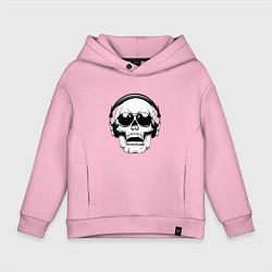 Толстовка оверсайз детская Skull Music lover, цвет: светло-розовый