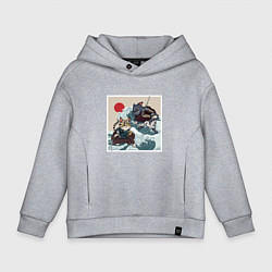 Толстовка оверсайз детская Битва японских котов Z, цвет: меланж