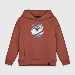 Толстовка оверсайз детская Рваная тельняшка, цвет: кирпичный