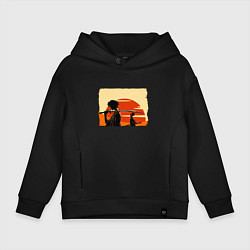 Толстовка оверсайз детская Самурай Чамплу Мугэн и Дзин, цвет: черный