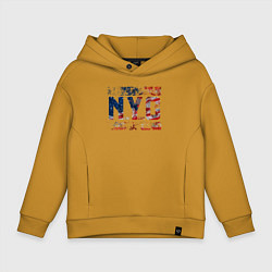 Толстовка оверсайз детская Нью-Йорк Сити, цвет: горчичный
