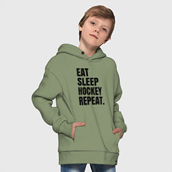 Толстовка оверсайз детская EAT SLEEP HOCKEY REPEAT, цвет: авокадо — фото 2