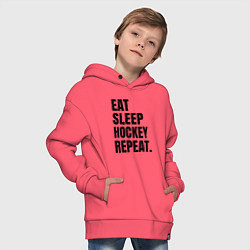Толстовка оверсайз детская EAT SLEEP HOCKEY REPEAT, цвет: коралловый — фото 2