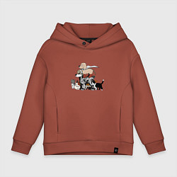 Толстовка оверсайз детская One Punch Man, цвет: кирпичный