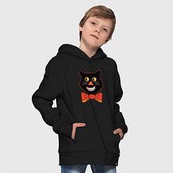 Толстовка оверсайз детская Smiling Cat, цвет: черный — фото 2