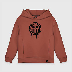 Толстовка оверсайз детская One Piece знак черной краской, цвет: кирпичный