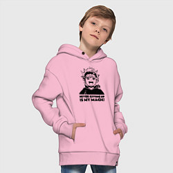 Толстовка оверсайз детская NEVER GIVING UP IS MY MAGIC!, цвет: светло-розовый — фото 2
