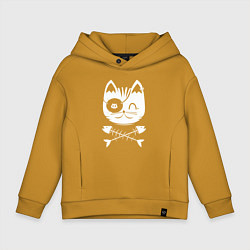 Толстовка оверсайз детская Кот пират, цвет: горчичный