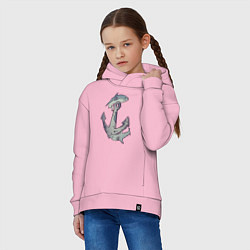 Толстовка оверсайз детская Sharks around the anchor, цвет: светло-розовый — фото 2