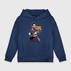 Толстовка оверсайз детская Lionel Messi Barcelona Argentina, цвет: тёмно-синий