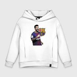 Толстовка оверсайз детская Lionel Messi Barcelona Argentina, цвет: белый