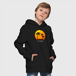 Толстовка оверсайз детская Лето, пальмы, Калифорния, цвет: черный — фото 2