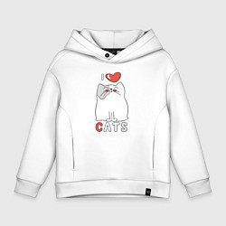 Толстовка оверсайз детская I Love Cats, цвет: белый