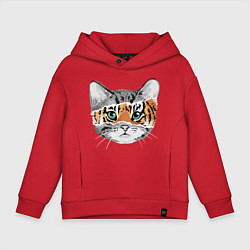 Толстовка оверсайз детская Тигровый гот, цвет: красный