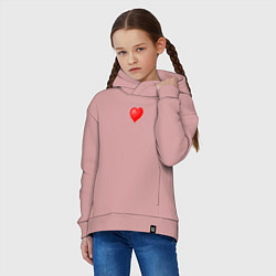 Толстовка оверсайз детская Пиксельное Сердце, цвет: пыльно-розовый — фото 2