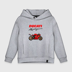 Толстовка оверсайз детская DUCATI ДУКАТИ MOTOSPORT, цвет: меланж