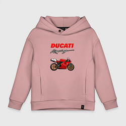 Толстовка оверсайз детская DUCATI ДУКАТИ MOTOSPORT, цвет: пыльно-розовый