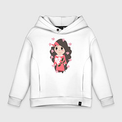 Толстовка оверсайз детская Цветение сакуры, цвет: белый