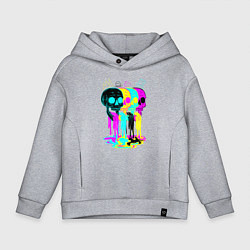 Толстовка оверсайз детская 4 ЧЕРЕПА SKULLS NEON, цвет: меланж