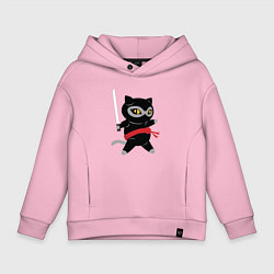 Толстовка оверсайз детская Ninja Cat, цвет: светло-розовый