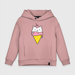 Толстовка оверсайз детская Ice Cream Cat, цвет: пыльно-розовый