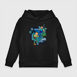 Толстовка оверсайз детская Майнкрафт Под водой, цвет: черный