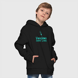 Толстовка оверсайз детская Вакцина спасает жизни, цвет: черный — фото 2